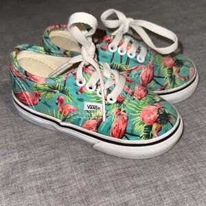 Vans Kids Tropical Flamingo Sneakers - Teal and Pink Van Doren